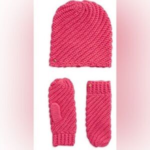 Kate Spade Beanie and Mittens l Set, Strawberry Fro-Yo